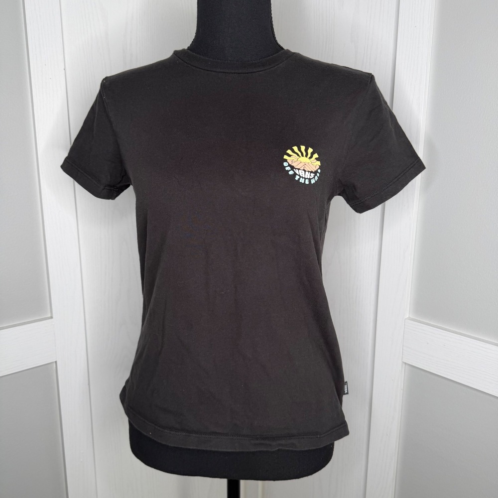Vans Graphic Tee Womens Small Black Sunny Daze Short Sleeve T-Shirt